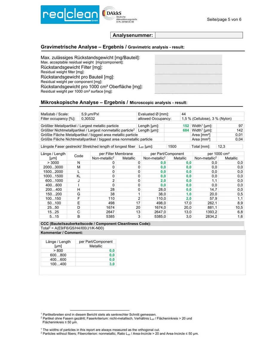 Vorschau des Musterprüfberichts in tabellarischer Form