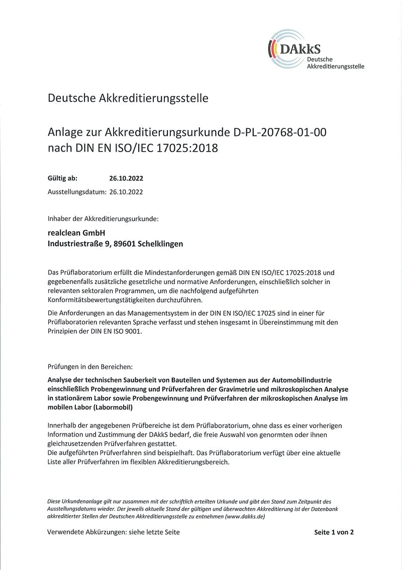 Vorschau der Anlage zur Akkreditierungsurkunde